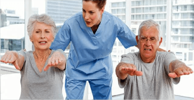 Geriatric Physiotherapy Experienced female physiotherapist treating a patient in Mangalore